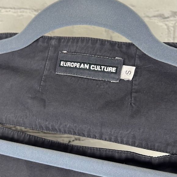 European Culture Womens Blouse Buttoned Quarter Sleeve Fitted Blue Black Small - Picture 5 of 12
